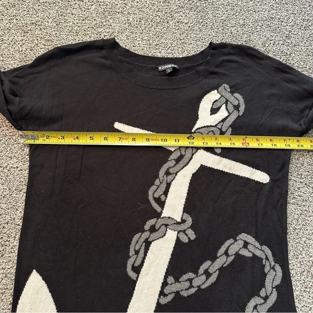 EXPRESS S Black Sweater Dress Big White Anchor Graphic R $88 - Picture 13 of 13